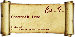 Csesznik Irma névjegykártya